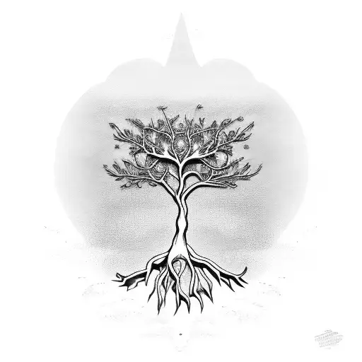 seagull tree of life water tattoo design idea