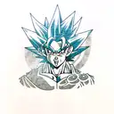 A fusion of a dragon ball z character with traditional Japanese elements tattoo design idea