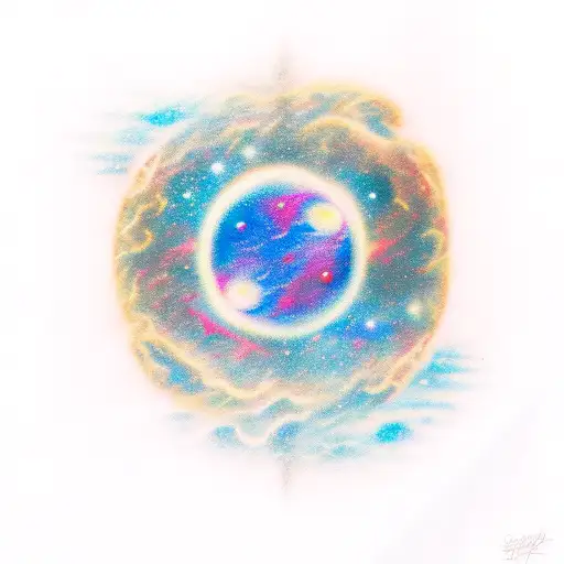 space nebula with sun moon astronaut tattoo design idea