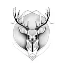 deer skull surrounded by trees tattoo design idea