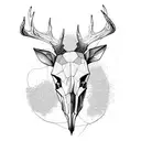 deer skull surrounded by trees tattoo design idea