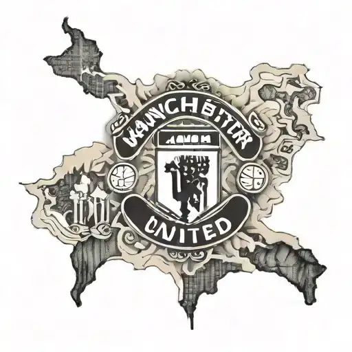 The Manchester United logo incorporated into the Camino de Santiago trail tattoo design idea