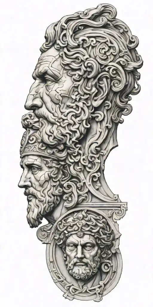 greek gods sculptures tattoo design idea