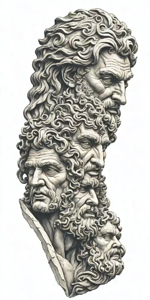 greek gods faces  sculpture realistic tattoo design idea