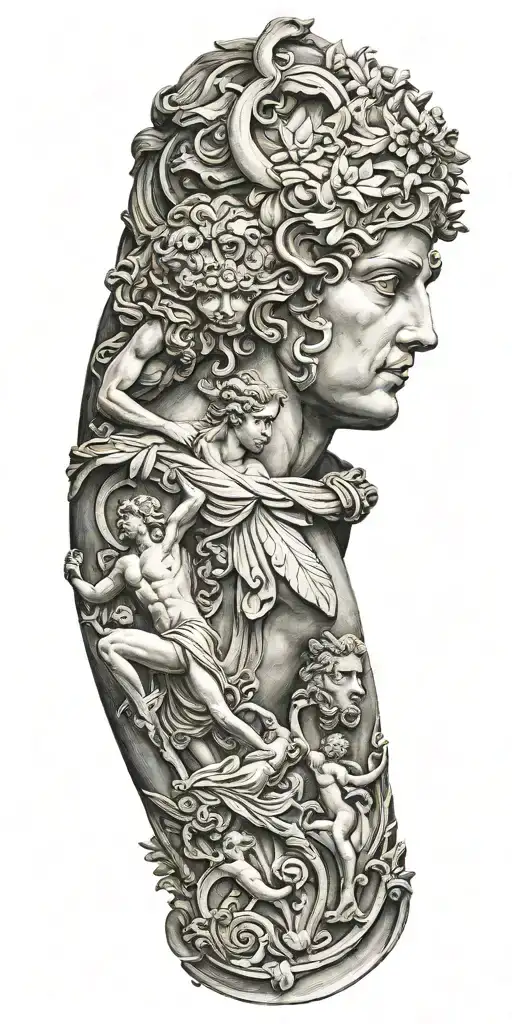 sculpture greek gods arm sleeve tattoo design idea