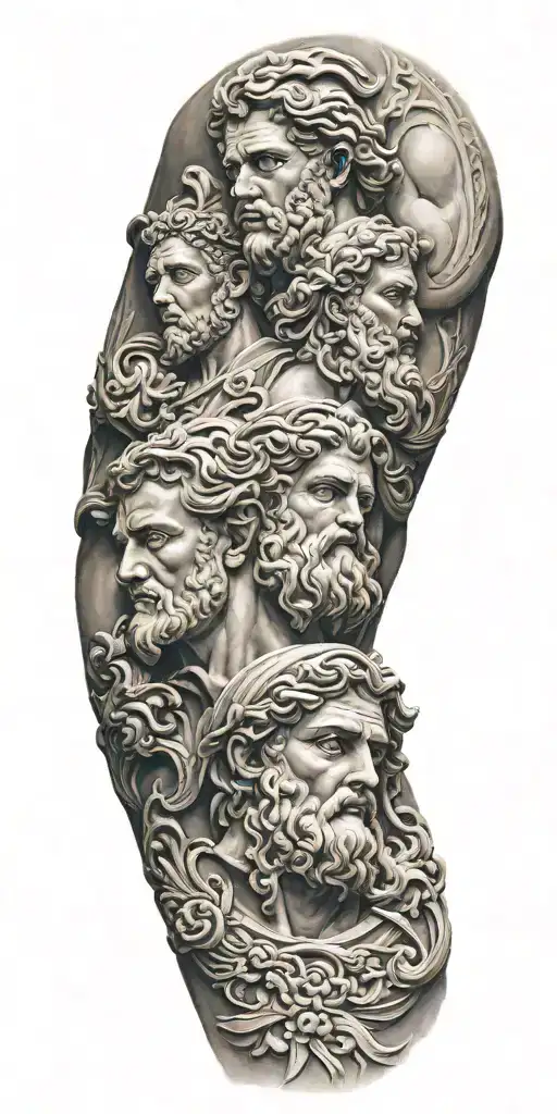 sculpture greek gods arm sleeve tattoo design idea