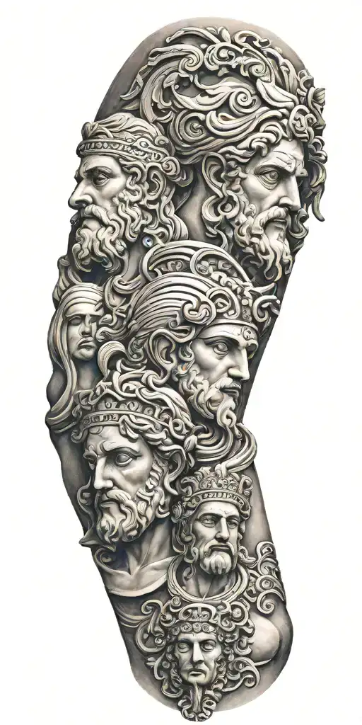 sculpture greek gods arm sleeve tattoo design idea