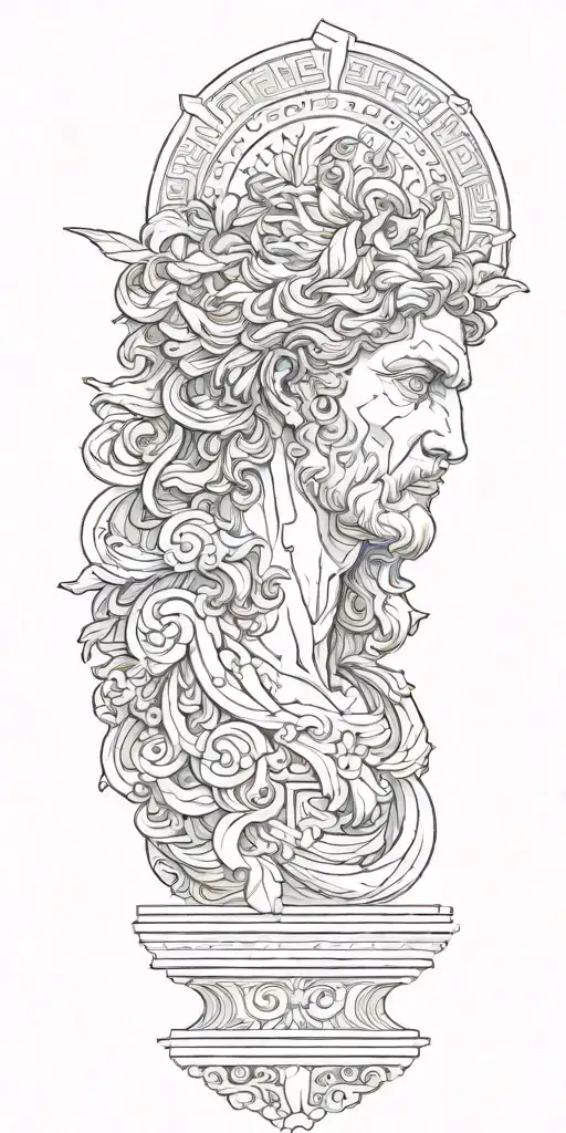 greek gods sculpture realistic tattoo design idea