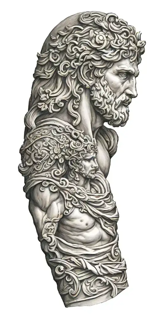 sculpture greek gods arm sleeve tattoo design idea
