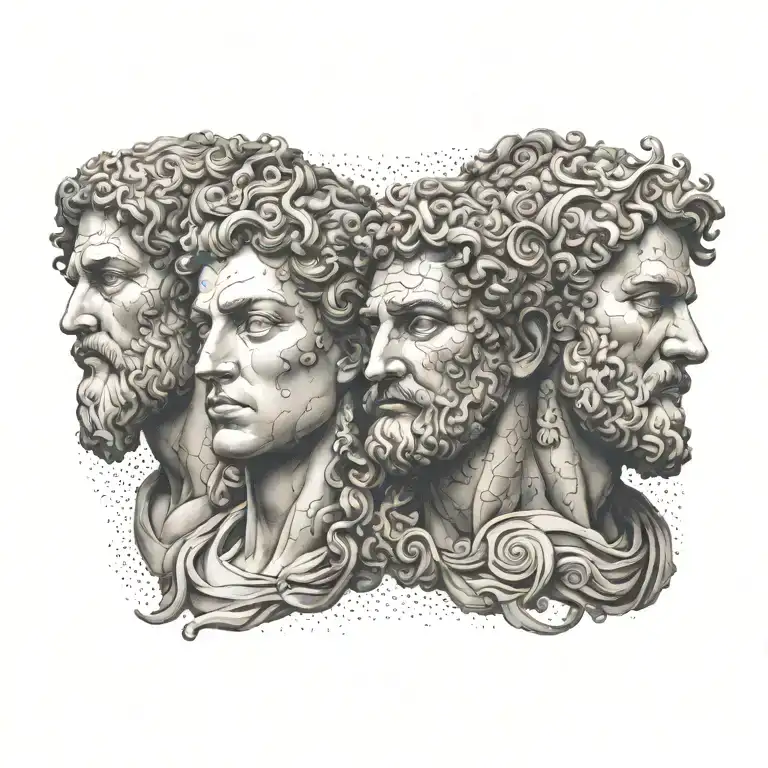 faces of greek gods sculpture tattoo design idea