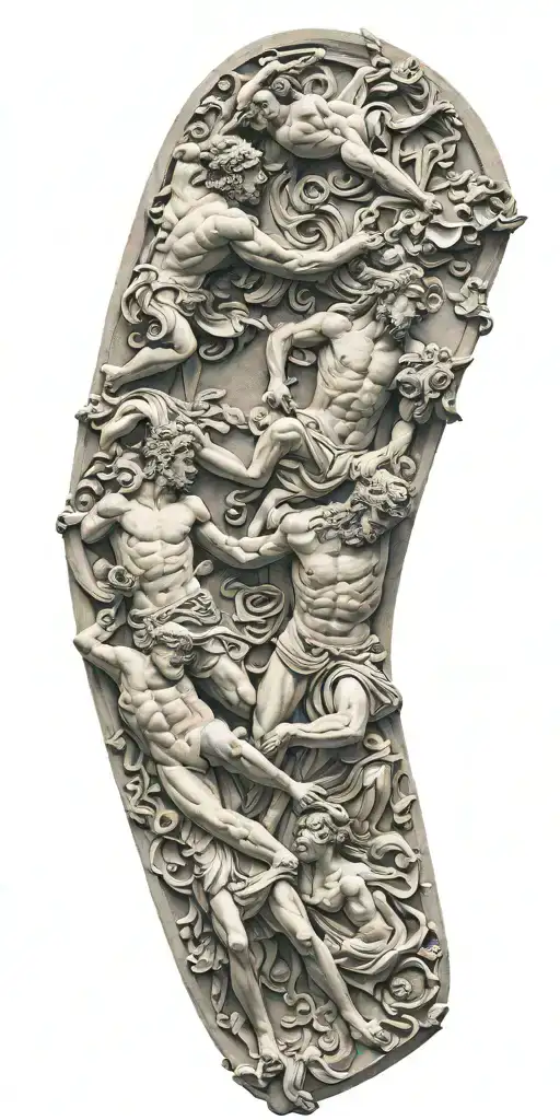 greek gods battle marble sculpture tattoo design idea