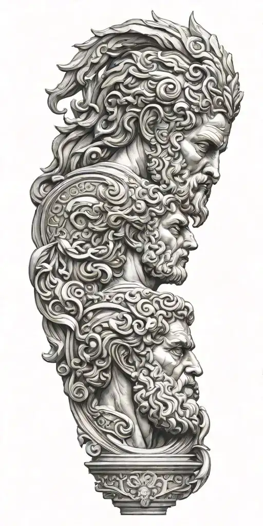 greek gods realistic sculpture tattoo design idea
