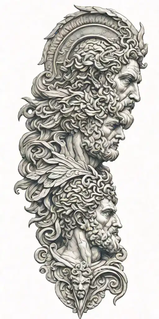 greek gods sculptures tattoo design idea
