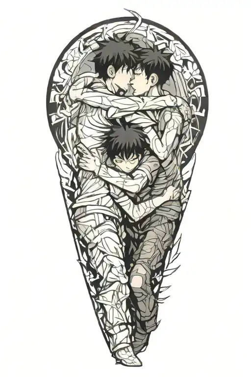 Hinata and Kageyama hugging each other  tattoo design idea