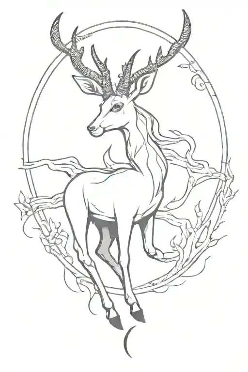 gazelle witch  tattoo design idea