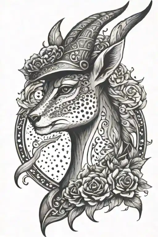 gazelle witch tattoo design idea