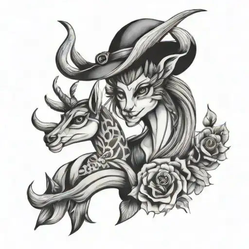gazelle witch tattoo design idea