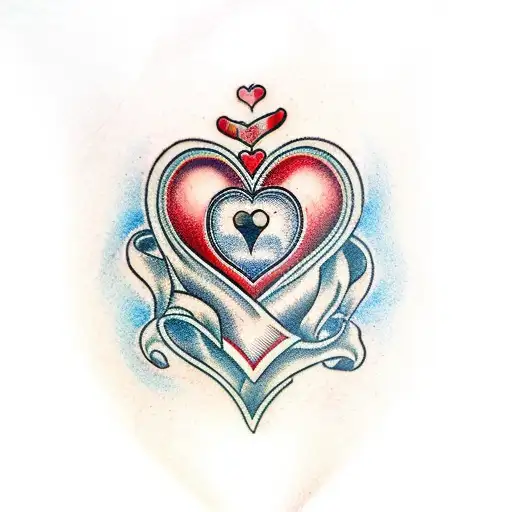 A red heart with a scroll that reads Jim's Forever tattoo design idea
