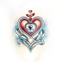A red heart with a scroll that reads Jim's Forever tattoo design idea