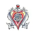 A red heart with a scroll that reads Jim's Forever tattoo design idea