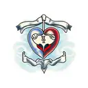 A red heart with a scroll that reads Jim's Forever tattoo design idea