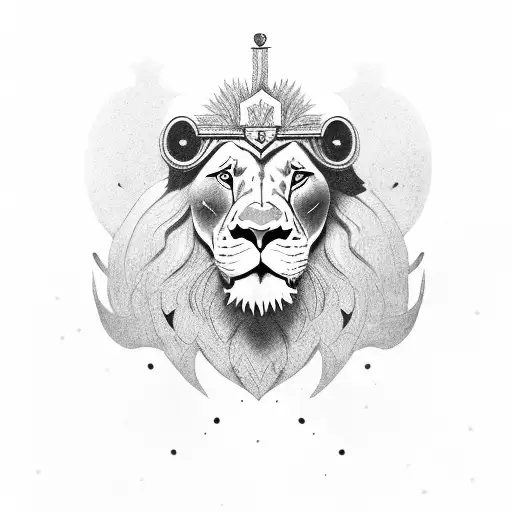 A knight, a lion, 6 stars, SPSJ, a candle, Phrygian cap, Mountains, an eagle, a  tattoo design idea