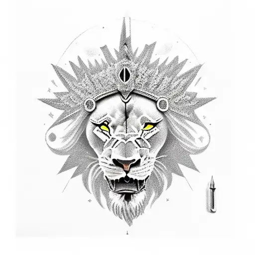 A knight, a lion, 6 stars, SPSJ, a candle, Phrygian cap, Mountains, an eagle, a  tattoo design idea