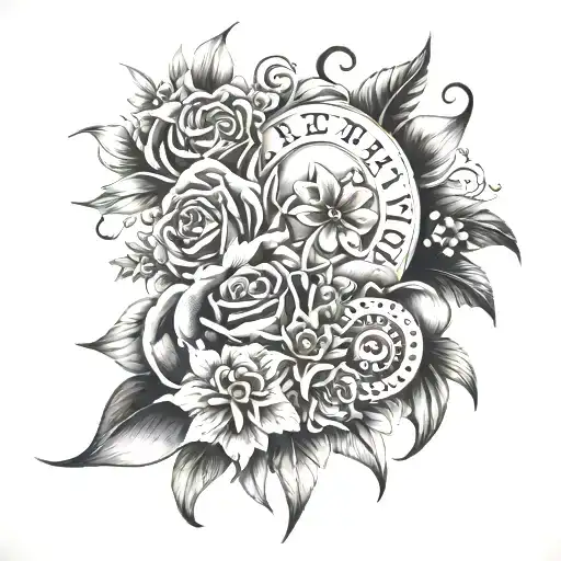 tattoo with 5 names for children and grand child and room for more  tattoo design idea