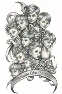 tattoo with 5 names for children and grand child and a image  tattoo design idea
