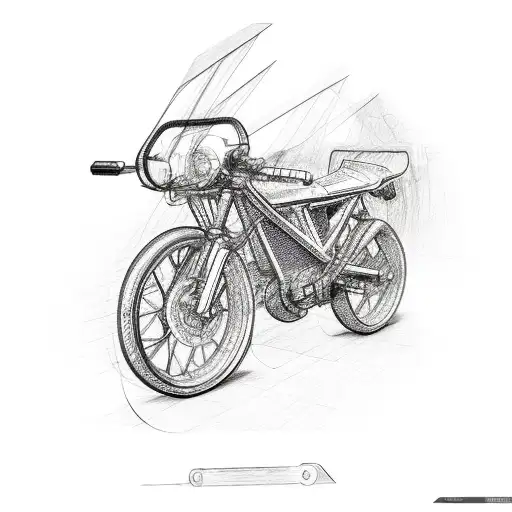 A detailed sketch of a bike made up of various welding tools and equipment tattoo design idea