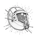 A welder's mask with sparks flying out, forming a silhouette of a bike tattoo design idea
