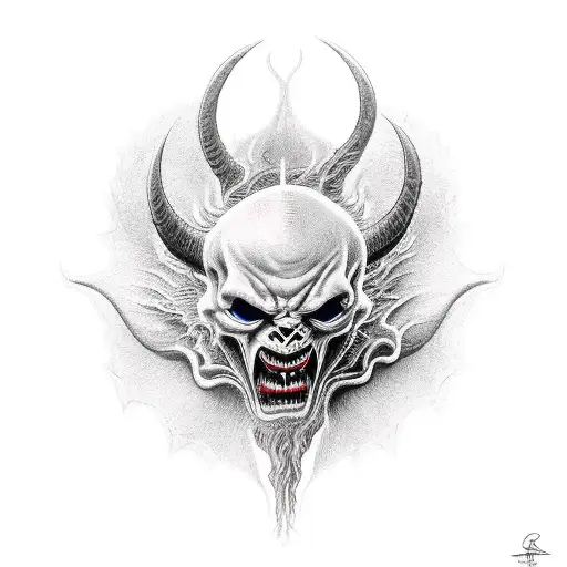 demon reaching out from hell tattoo design idea