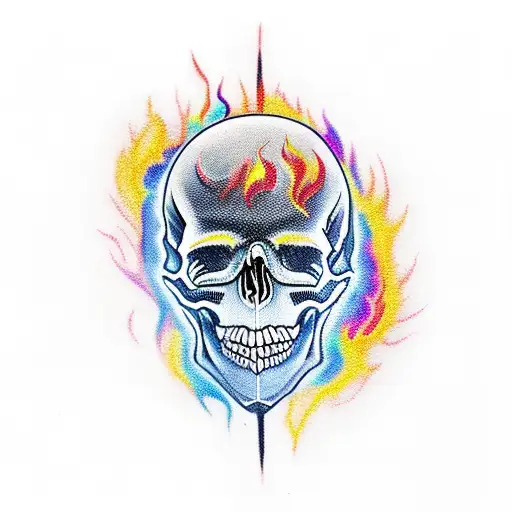 skulls with flames tattoo design idea