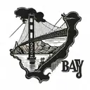 the Golden Gate Bridge, with a Bay Area street sign   tattoo design idea