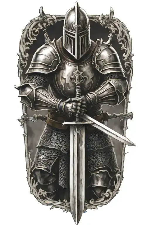 mid evil knight holding a sword tattoo design idea