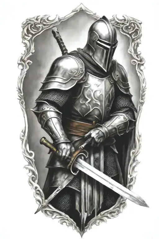 mid evil knight holding a sword tattoo design idea