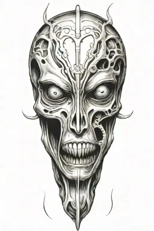 dark alien tattoo design idea