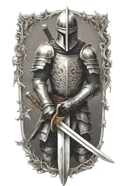 mid evil knight holding a sword tattoo design idea
