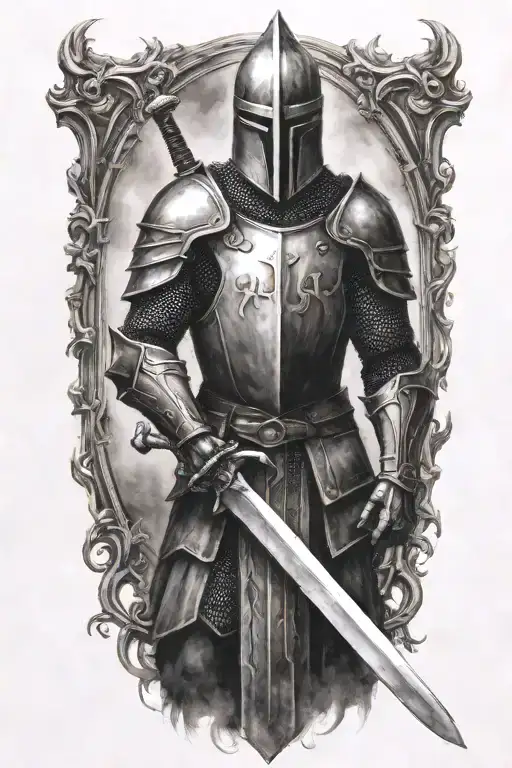 mid evil knight holding a sword tattoo design idea