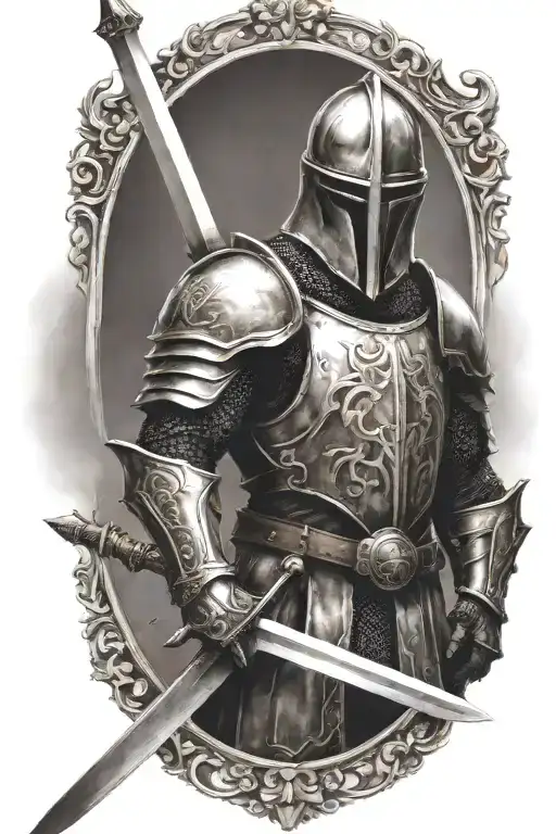 mid evil knight holding sword tattoo design idea