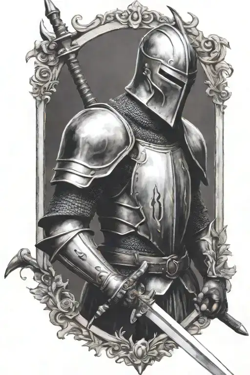 mid evil knight holding sword tattoo design idea