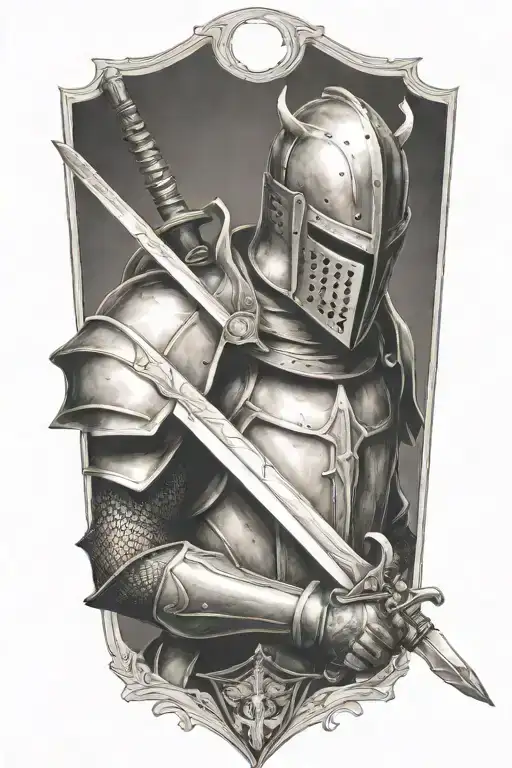 mid evil knight holding sword tattoo design idea