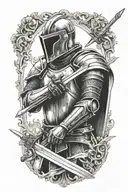knight holding a sword tattoo design idea