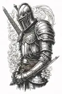 knight holding a sword tattoo design idea
