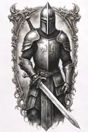 mid evil knight holding a sword tattoo design idea
