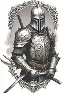 mid evil knight holding sword tattoo design idea