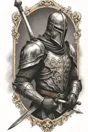 mid evil knight holding sword tattoo design idea