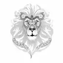 lion eating snake tattoo design idea
