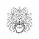lion eating snake tattoo design idea