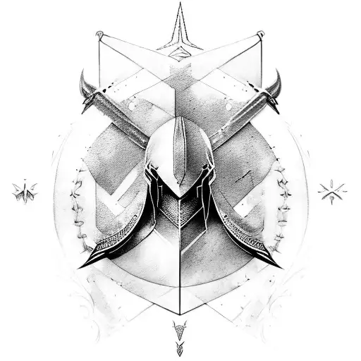 A assassin's creed inspired tattoo design featuring hidden blades and high-tech weaponry tattoo design idea